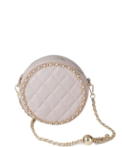Round Quilted Crossbody Bag BA320099 Taupe